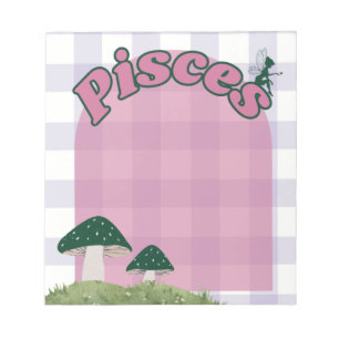 Pisces Cottagecore Whimsical Fairy Mushroom Design Notepad