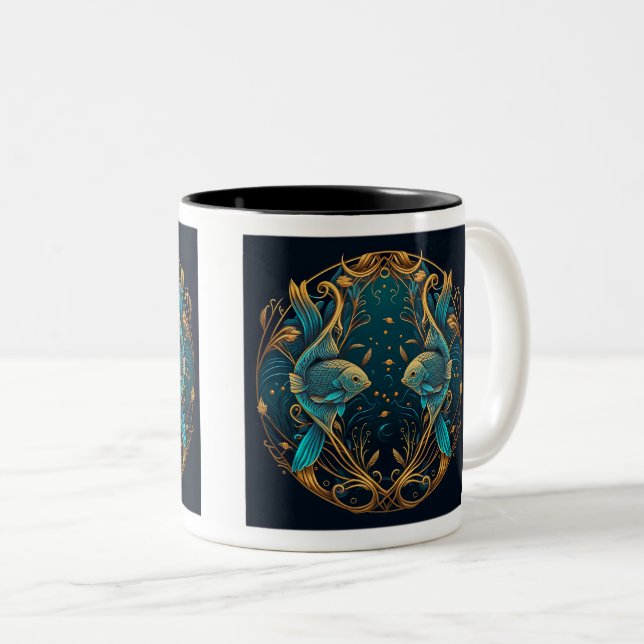 Pisces Design Two-Tone Mug, 11 oz  Coffee Mug (Front Right)