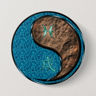 Pisces & Earth Dog 7.5 Cm Round Badge