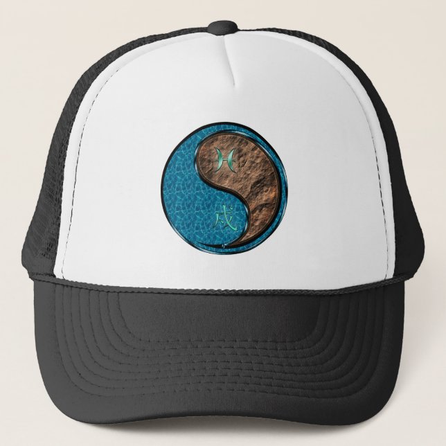 Pisces & Earth Dog Trucker Hat (Front)