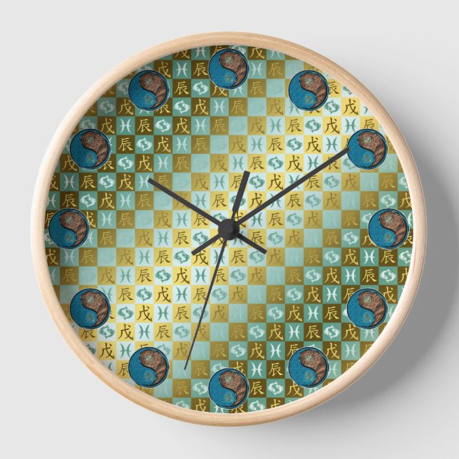 Pisces & Earth Dragon Clock (Front)