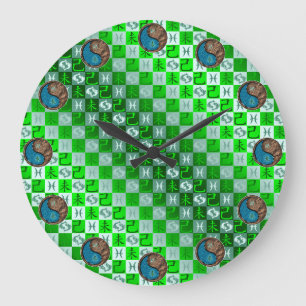 Pisces & Earth Goat Large Clock