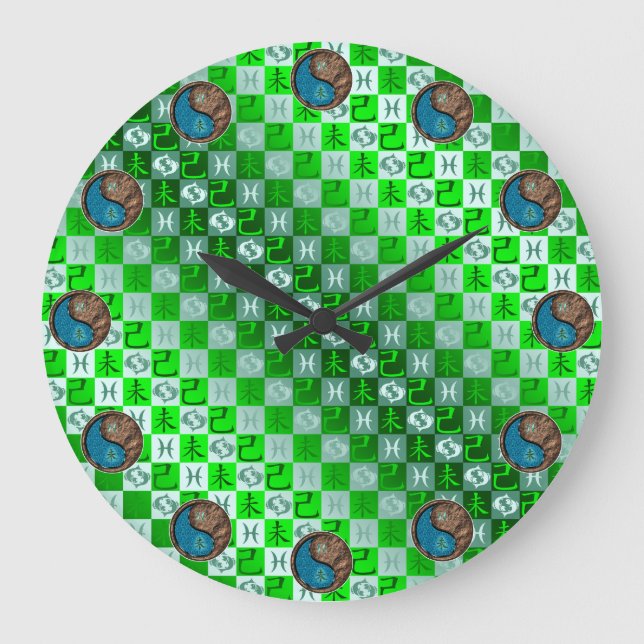 Pisces & Earth Goat Large Clock (Front)