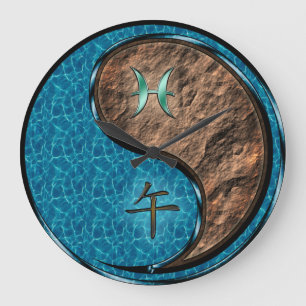 Pisces & Earth Horse Large Clock