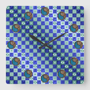 Pisces & Earth Ox Square Wall Clock