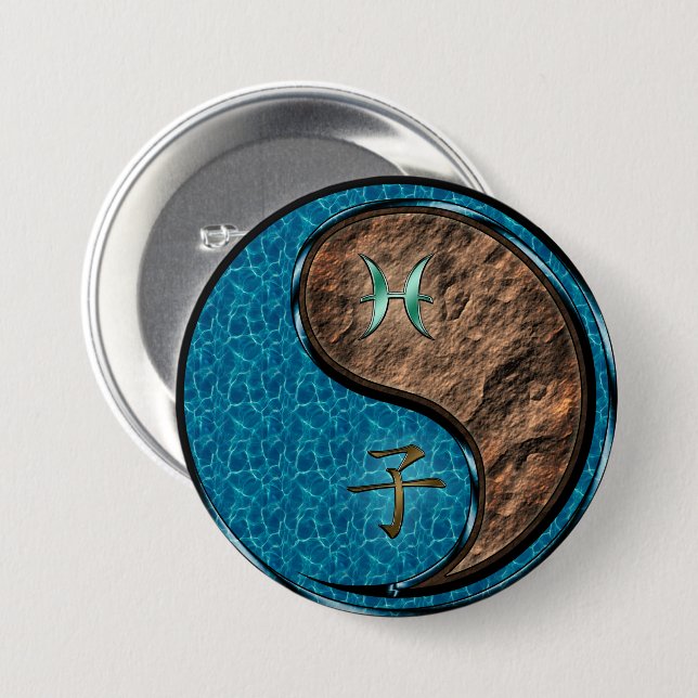 Pisces & Earth Rat 7.5 Cm Round Badge (Front & Back)