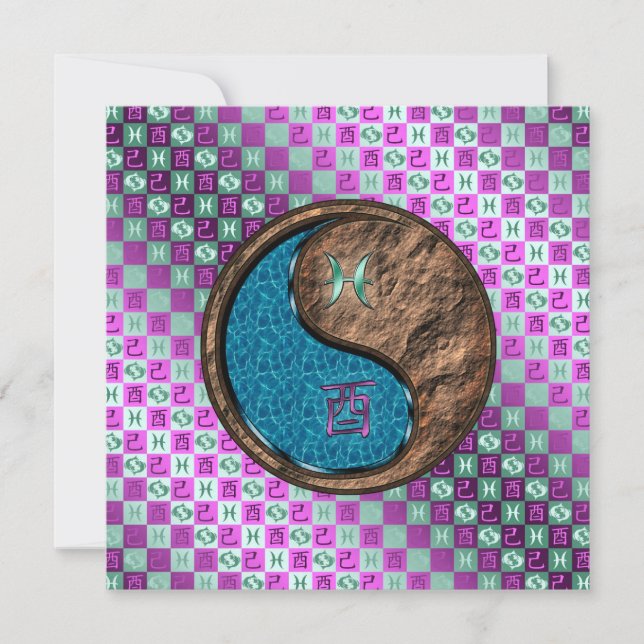 Pisces & Earth Rooster Card (Front)