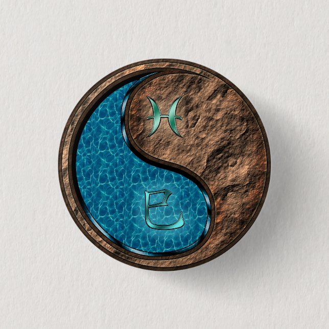 Pisces & Earth Snake 3 Cm Round Badge (Front)
