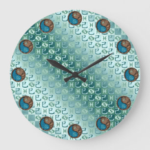 Pisces & Earth Snake Large Clock