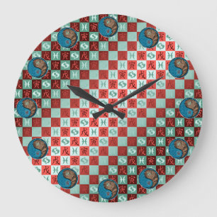 Pisces & Earth Tiger Large Clock