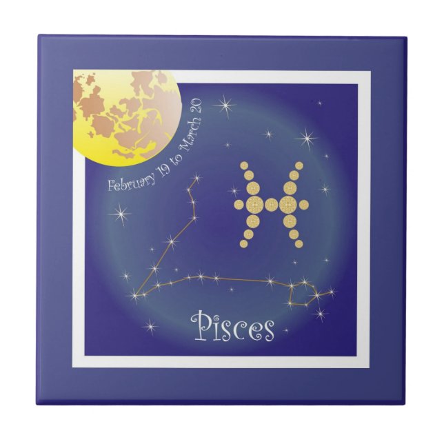 Pisces February 19 to March 20 Phototile Tile (Front)