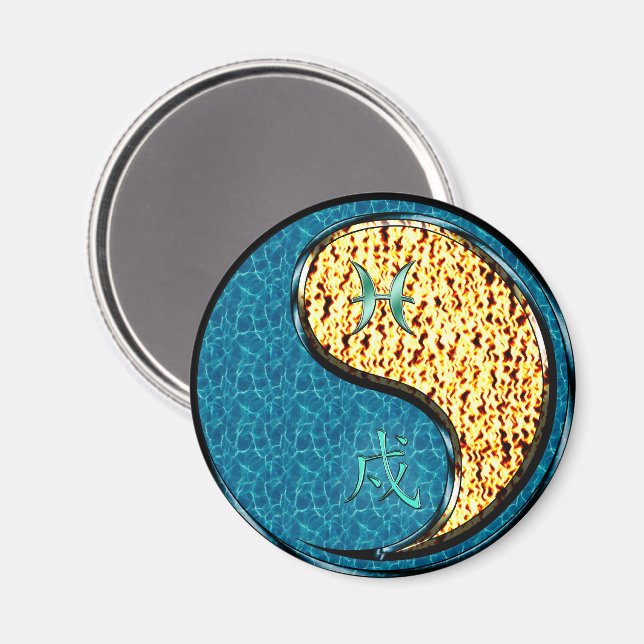 Pisces & Fire Dog Magnet (Front/Back)