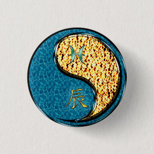 Pisces & Fire Dragon 3 Cm Round Badge