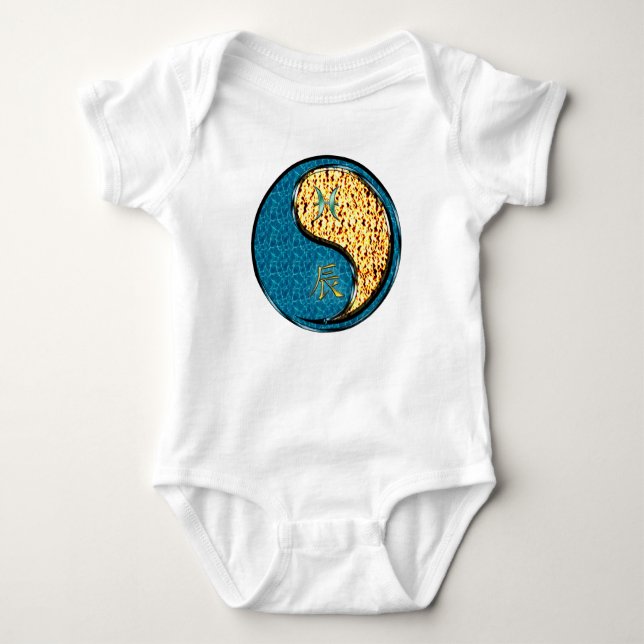 Pisces & Fire Dragon Baby Bodysuit (Front)