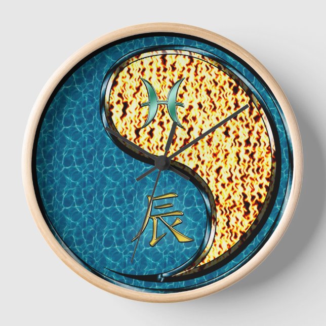 Pisces & Fire Dragon Clock (Front)