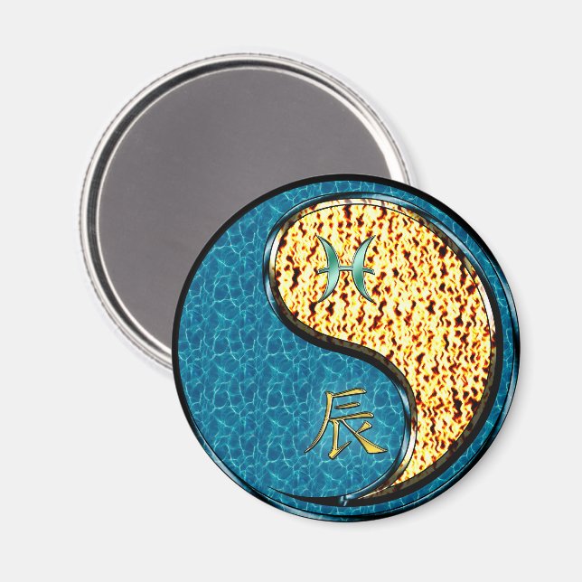 Pisces & Fire Dragon Magnet (Front/Back)