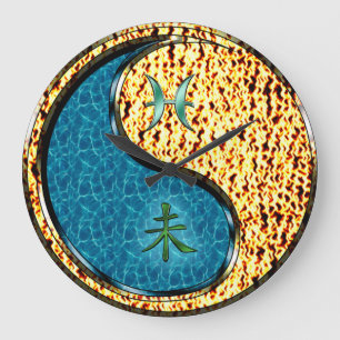 Pisces & Fire Goat Large Clock