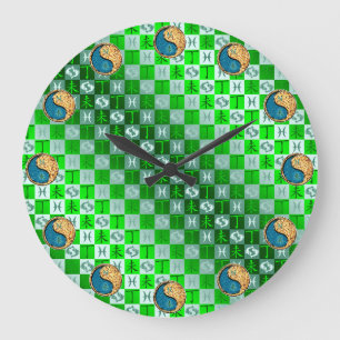 Pisces & Fire Goat Large Clock