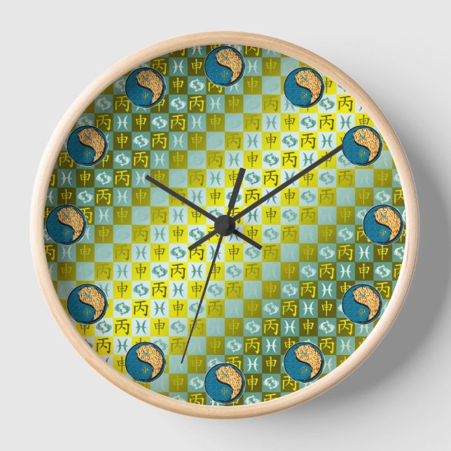 Pisces & Fire Monkey Clock (Front)