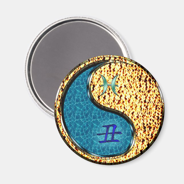 Pisces & Fire Ox Magnet (Front/Back)