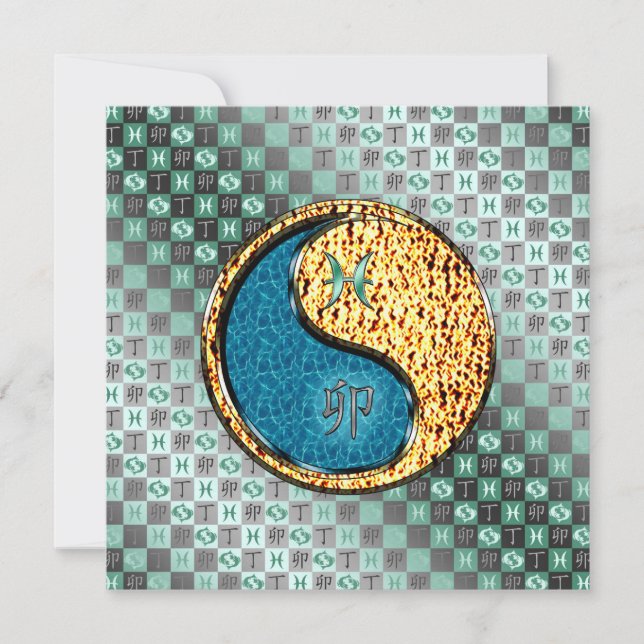 Pisces & Fire Rabbit Card (Front)