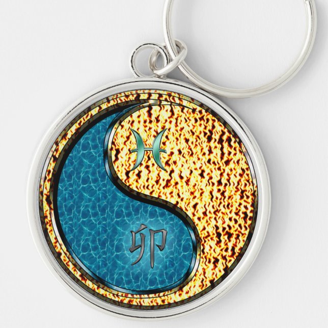 Pisces & Fire Rabbit Key Ring (Front)