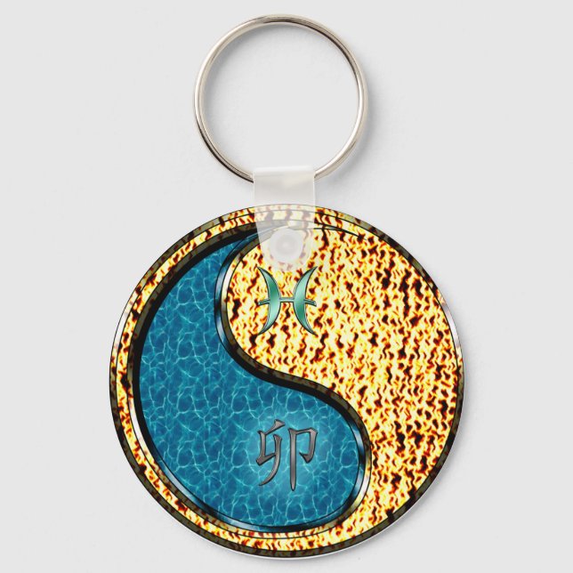Pisces & Fire Rabbit Key Ring (Front)