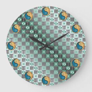 Pisces & Fire Rabbit Large Clock