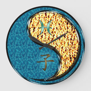 Pisces & Fire Rat Large Clock