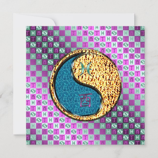 Pisces & Fire Rooster Card (Front)