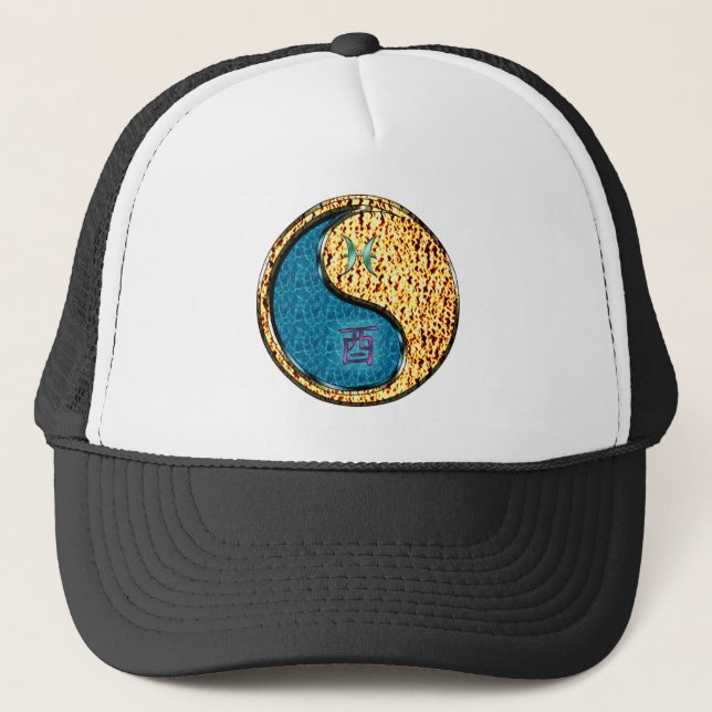 Pisces & Fire Rooster Trucker Hat (Front)