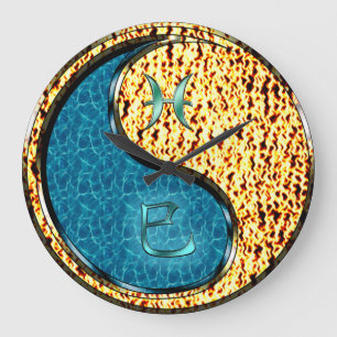 Pisces & Fire Snake Large Clock