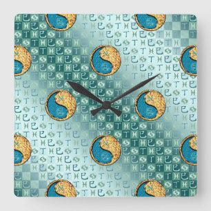 Pisces & Fire Snake Square Wall Clock