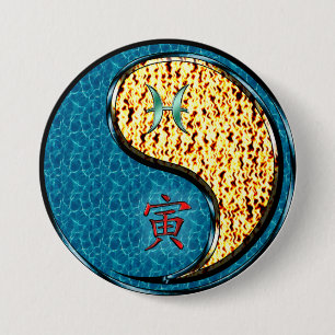 Pisces & Fire Tiger 7.5 Cm Round Badge