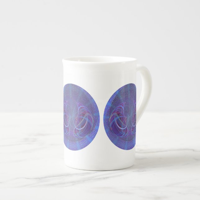 Pisces Fish Abstract Art Bone China Mug (Front Right)