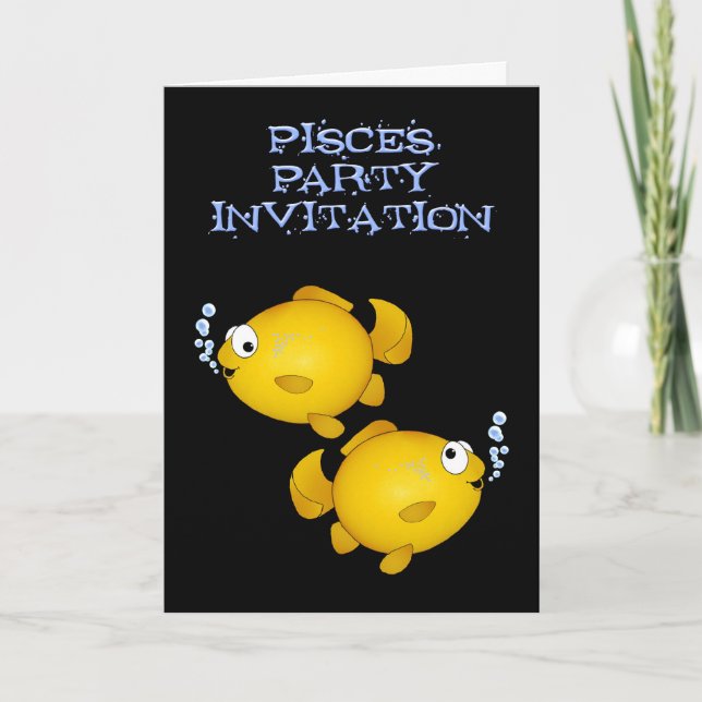 Pisces fish happy birthday party invitation card (Front)