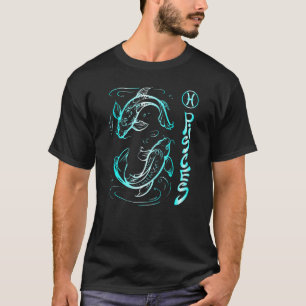 Pisces Fish In Aqua Blue Birthday Graphic Design T-Shirt