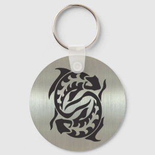 Pisces Fish Silhouette with Metallic Effect Key Ring