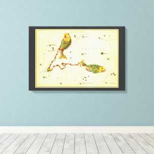 Pisces Fish, Vintage Constellation Urania's Mirror Canvas Print