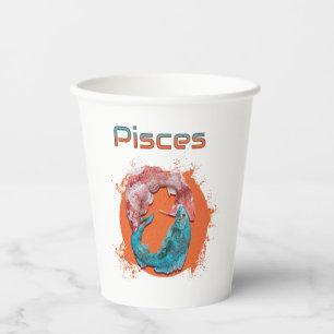 Pisces Fish Zodiac Horoscope Water Astrology Sign  Paper Cups