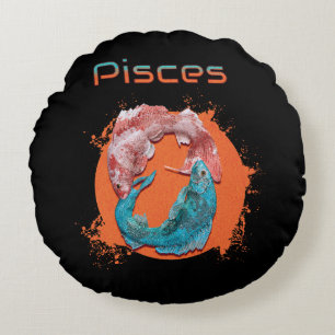Pisces Fish Zodiac Horoscope Water Astrology Sign  Round Cushion