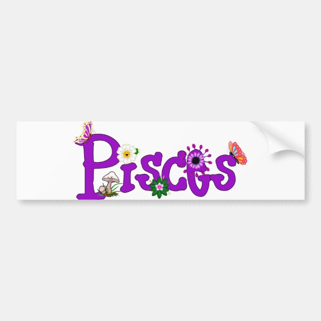 Pisces Flowers Bumper Sticker (Front)