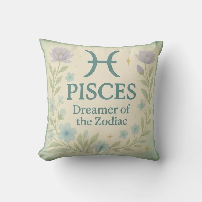 Pisces Gift Pillow – Dreamer of the Zodiac Astrolo (Front)