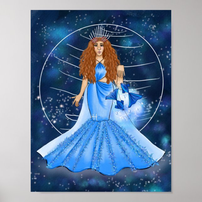 Pisces Goddess With Ruling Planet Neptune  Poster (Front)
