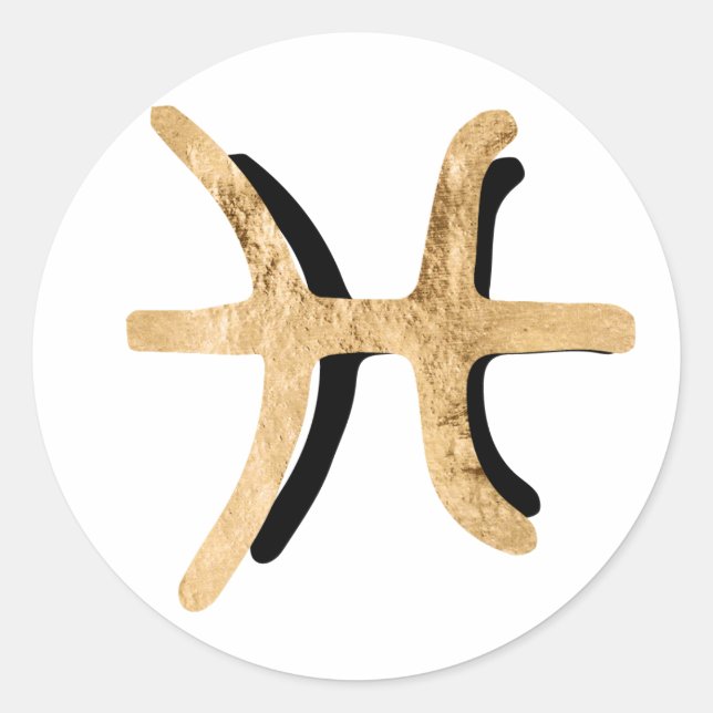 Pisces gold black texture zodiac constellation classic round sticker (Front)