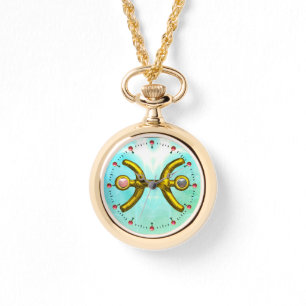 PISCES GOLD ZODIAC BIRTHDAY JEWEL, Pink Pearl Watch