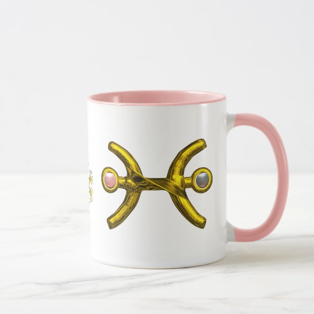 PISCES GOLD ZODIAC BIRTHDAY JEWELS WITH PEARLS MUG (Right)