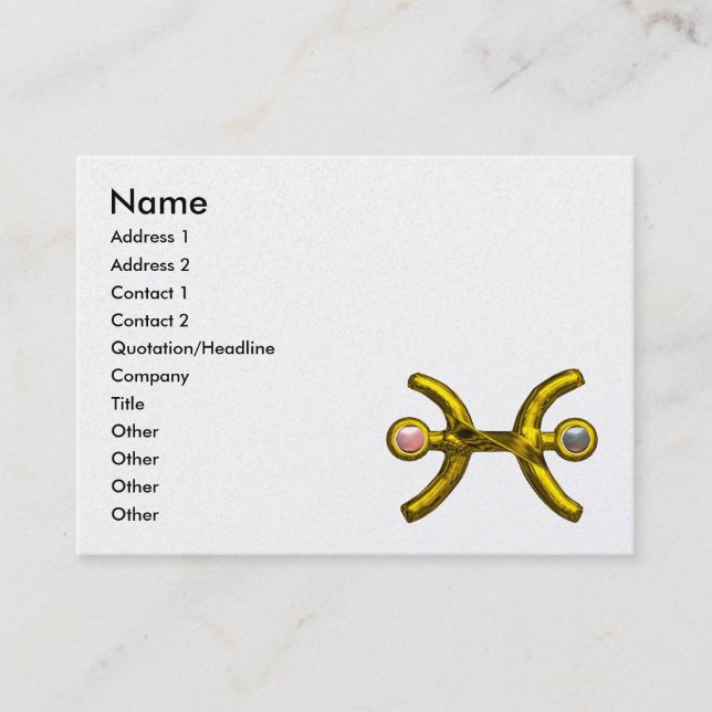 PISCES GOLDEN ZODIAC JEWEL WITH PEARLS White Business Card (Front)