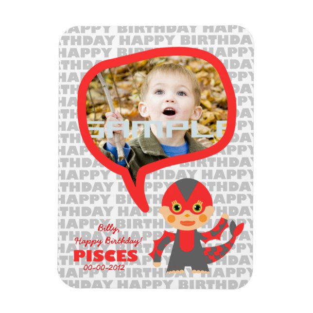 Pisces Happy Birthday Keepsake for kids Magnet (Vertical)
