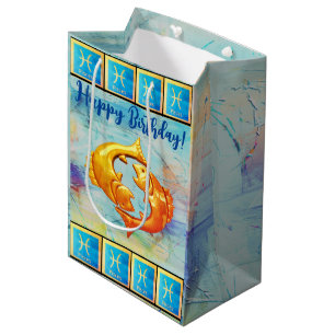 Pisces Happy Birthday  - Medium Gift Bag
